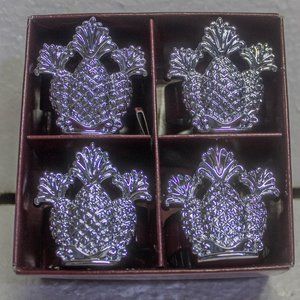 Godinger Silver Art Chrome Plated Pineapple Napkin Ring Set of 4
